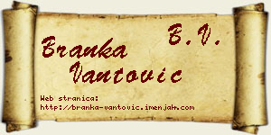 Branka Vantović vizit kartica